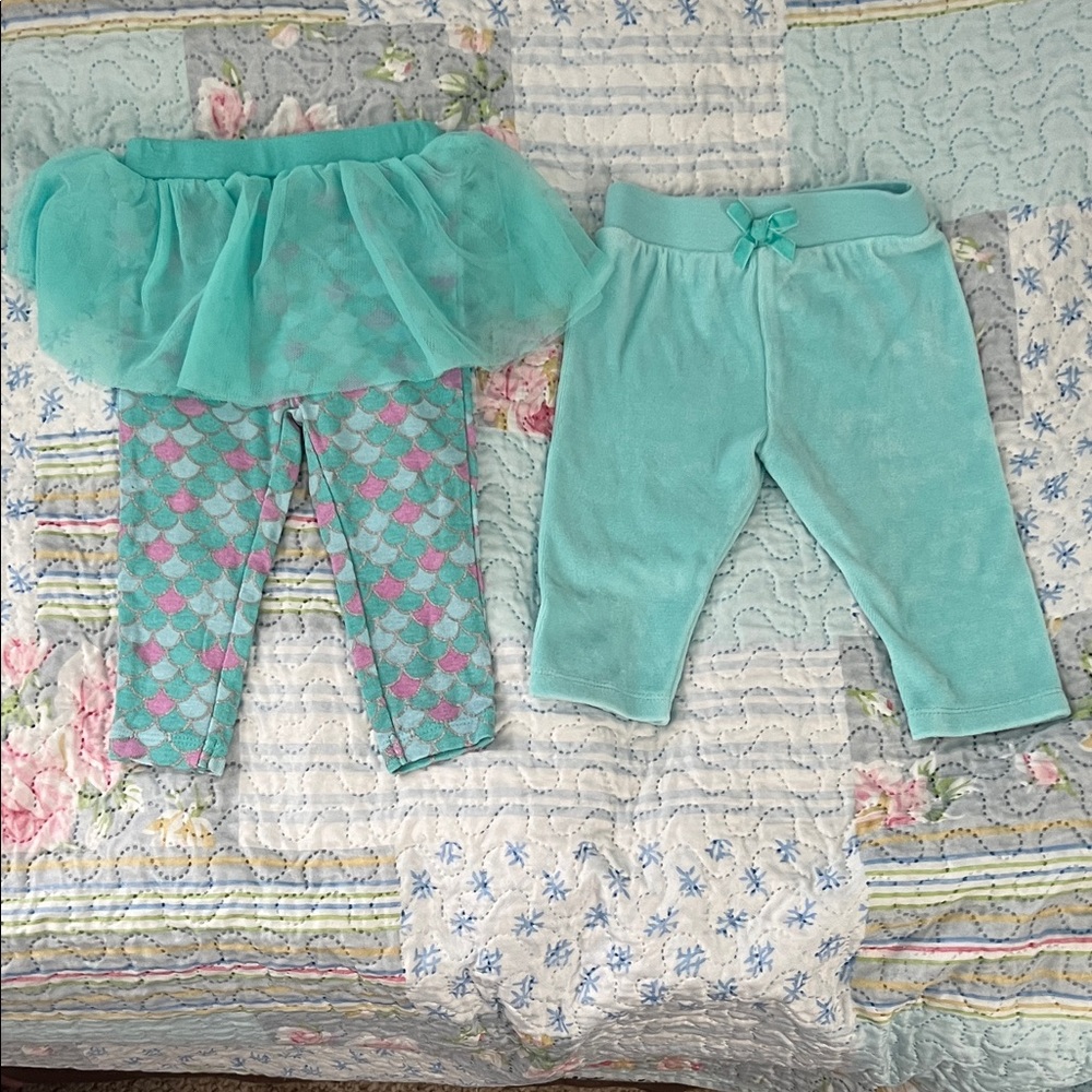 Carter's Turquoise Baby Leggings with Tulle Overlay